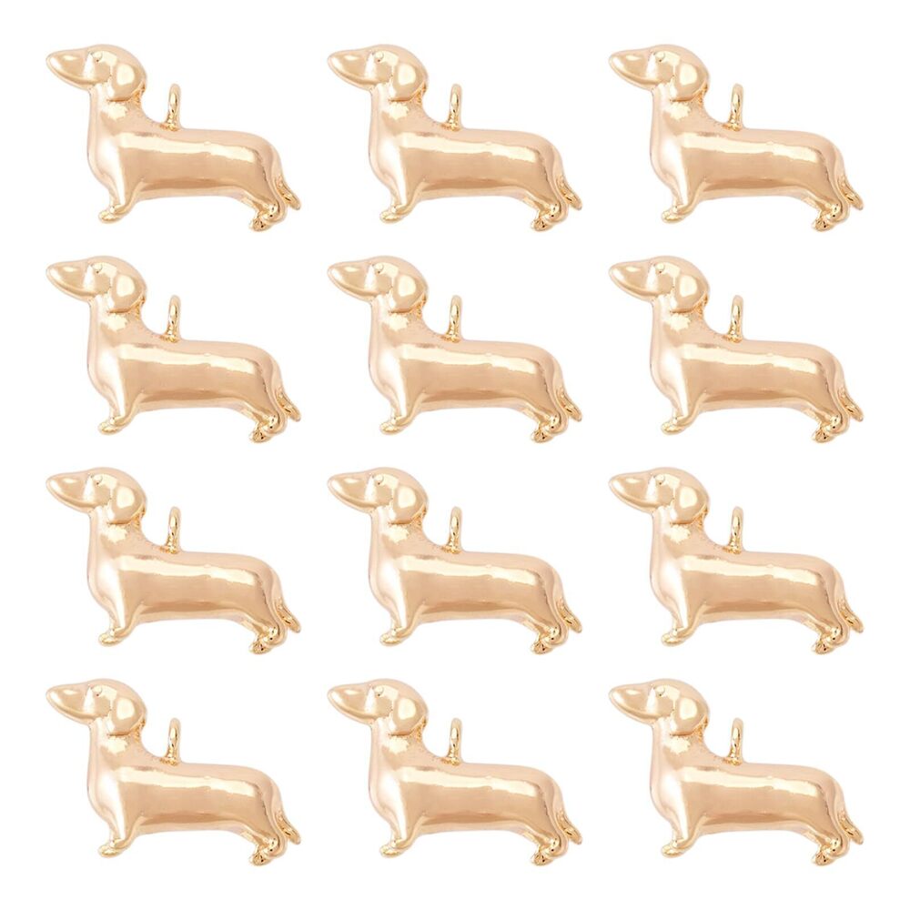 6645 20Pcs 18K Gold Plated Dog Charms Golden Brass Dachshund Dog Pendants